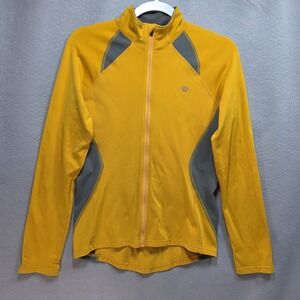 Pearl Izumi Full Zip Cycling Jersey Jacket Womens L LS Reflective Pockets Yellow